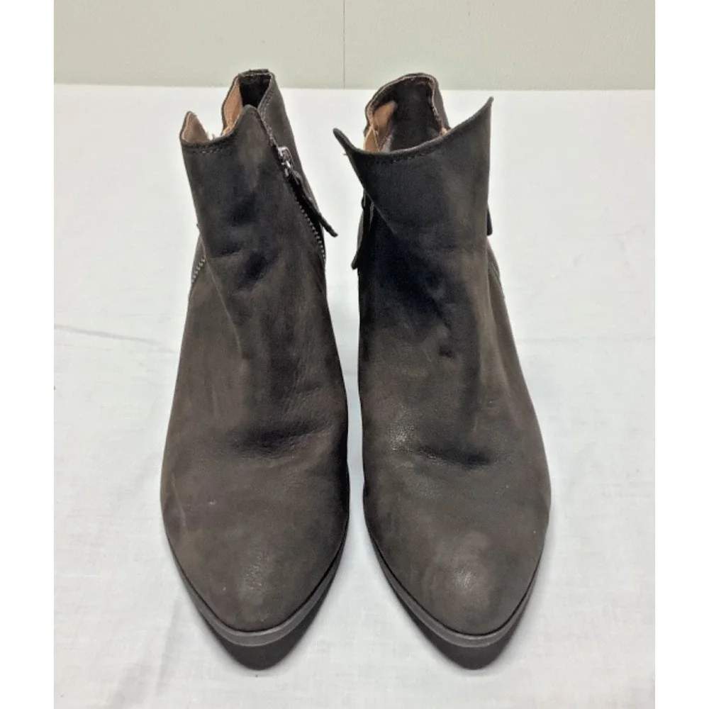 Frye Boots Womens 9 M Judith Ankle Booties Brown Leather Block Heels Zipper